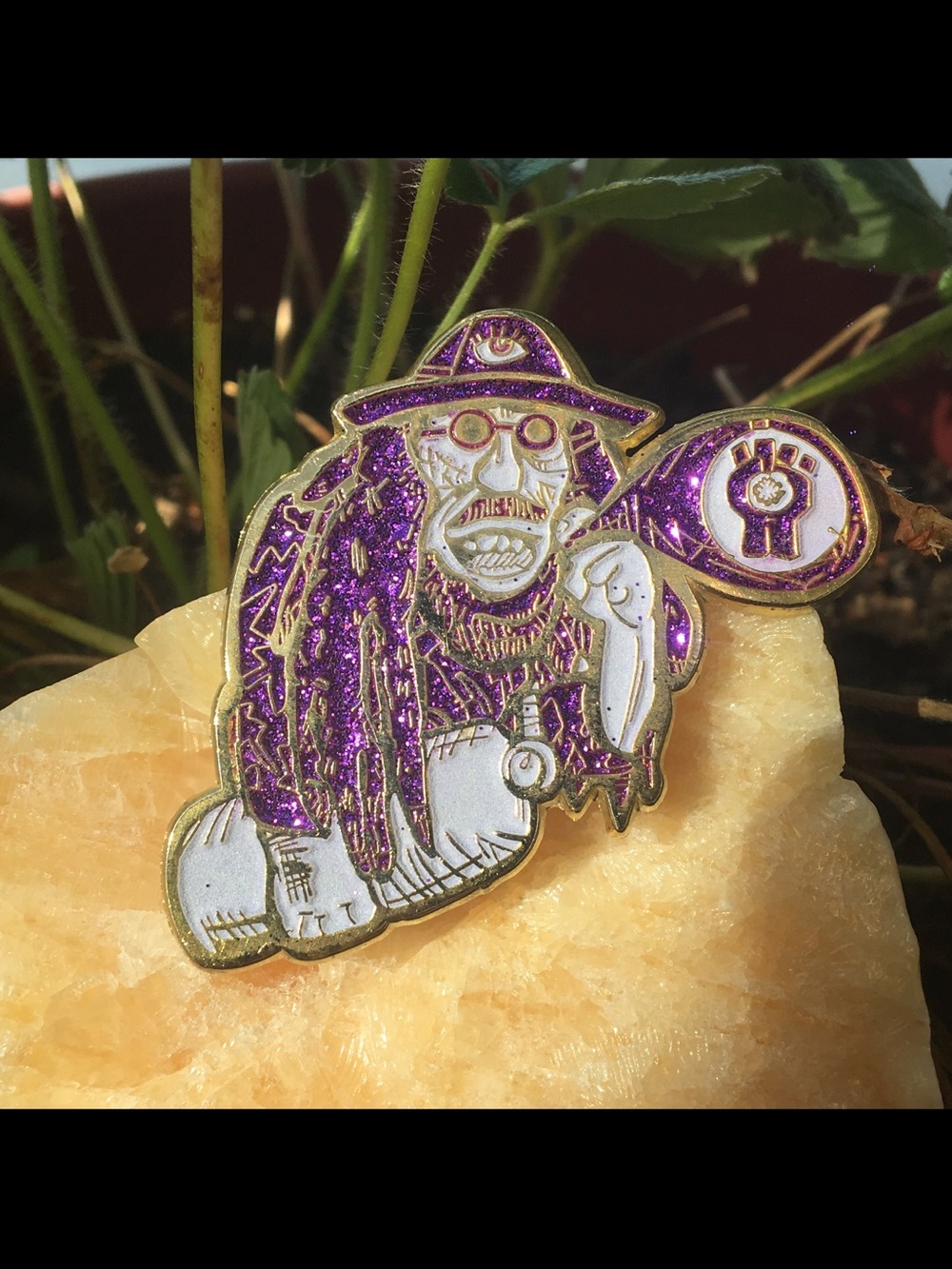 Purple Glitter Skull Mystic Enamel Pin